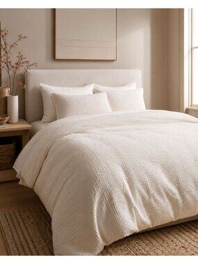 S25 | Quince Organic Luxe Honeycomb Duvet Cover King Cal King Undyed NWT